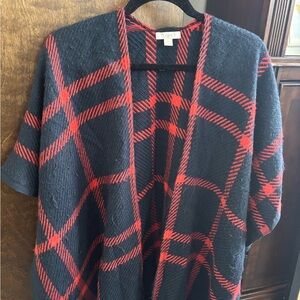 LOFT Red and Black Striped Cardigan